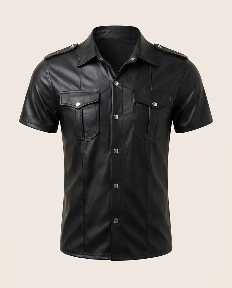 Zac Paris - Eldar | Similicuir Ajustée Chemise Hommes